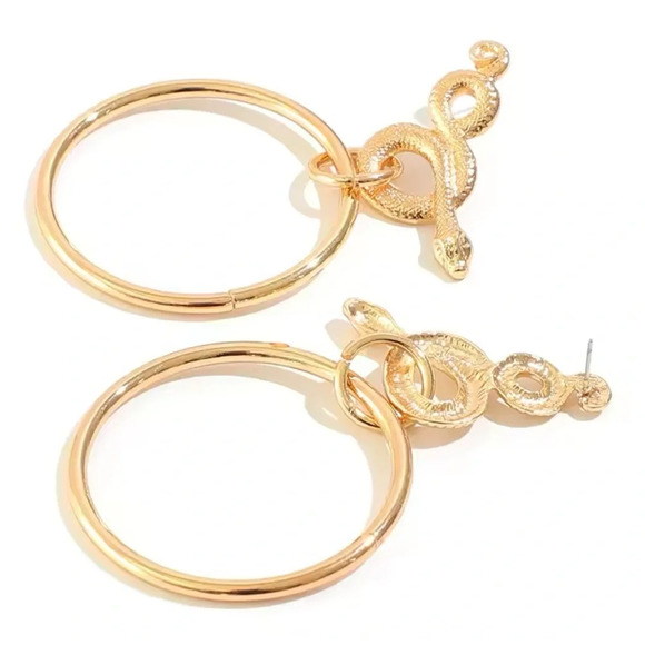Serpenti Gold Snake Hoop Earrings - Picture 7 of 9